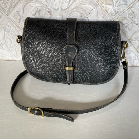 Dooney & Bourke Handbags - Dooney & Bourke- Vintage Black Leather Flap Crossbody Bag